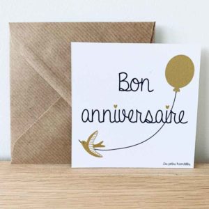 carte de correspondance bon anniversaire ballon et oiseau