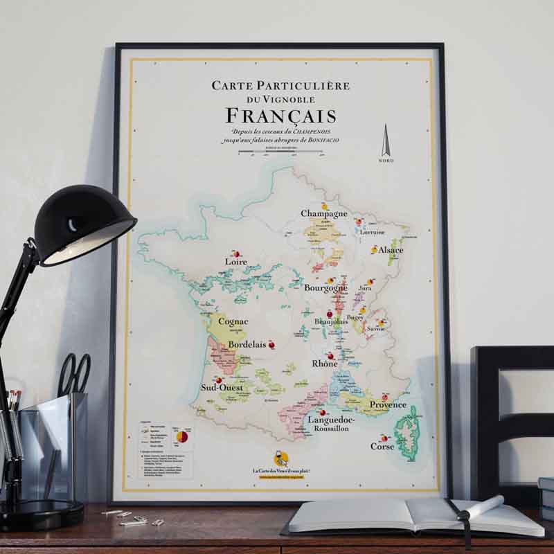 VINS Affiche Carte Des Vignobles De France 42 X 59,4 Cm A2 -  Singapore
