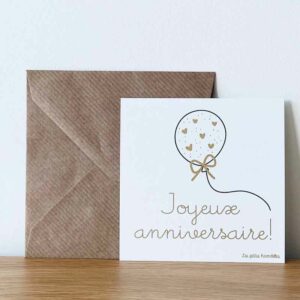 carte joyeux anniversaire ballon coeur