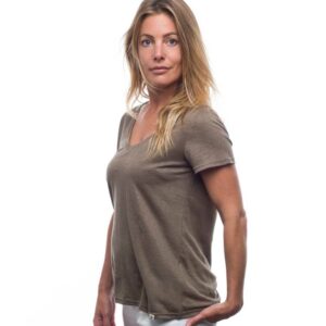 T-shirt femme 100% lin - kaki