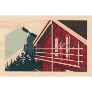 carte postale bois chalet au ski
