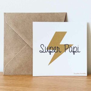 carte de correspondance super papi et enveloppe kraft