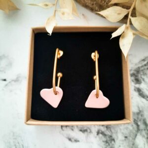 Club Paillettes - Créoles coeurs - Rose pâle