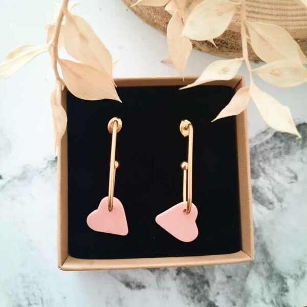 Club Paillettes - Créoles coeurs - Rose