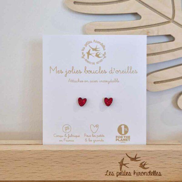 Les Petites Hirondelles - Puces d'oreilles coeurs – Image 2