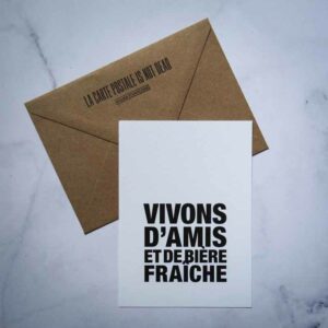 carte postale vivons d'amis et de bière fraiche