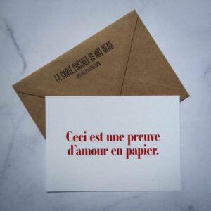 carte postale preuve d'amour en papier