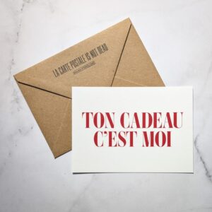 carte postale drôle ton cadeau c'est moi