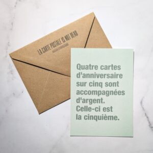 carte postale anniversaire et argent
