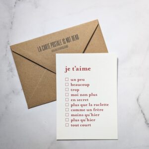 carte postale à cocher amour