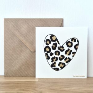 carte de correspondance coeur léopard et enveloppe kraft