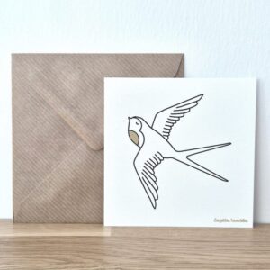 carte 10x10 l'hirondelle et enveloppe kraft
