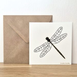 carte 10x10 libellule et enveloppe kraft