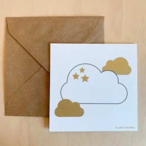 carte 10x10 nuage et enveloppe kraft