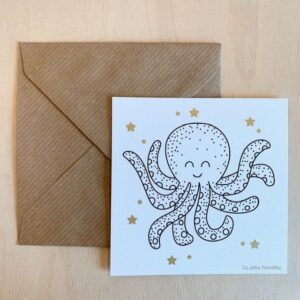 carte 10x10 pieuvre et enveloppe kraft