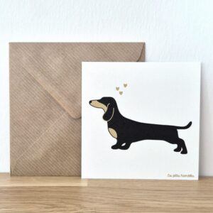 carte 10x10 teckel et enveloppe kraft