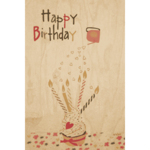 carte postale en bois happy birthday