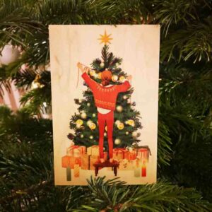 carte postale en bois holly christmas