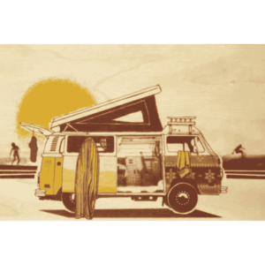 carte postale bois vanlife