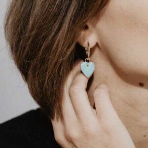boucles d'oreilles coeur menthe