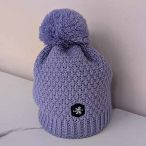 Blanc Bonnet - Bonnet acrylique parme avec pompon