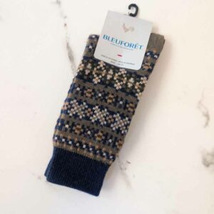 Bleu Forêt - Chaussettes laine & cachemire kaki - 39/42